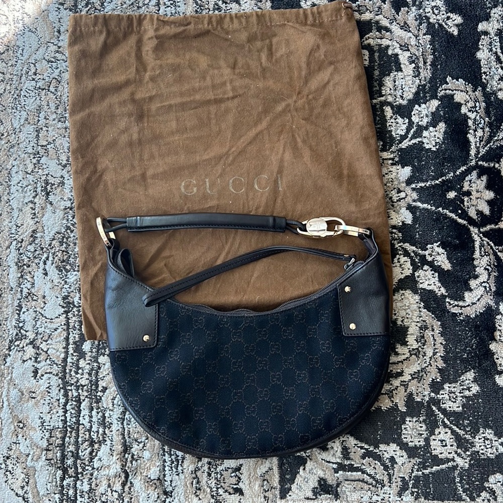 Gucci Half Moon GG canvas/leather shoulder bag